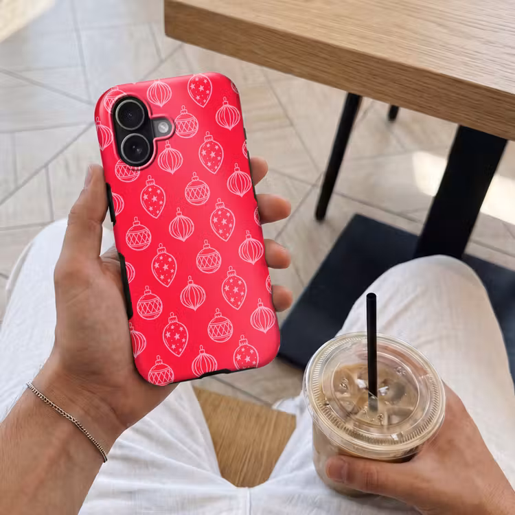 Telefoonhoesje Toughcase - Kerstbal - Rood - Roze — 4