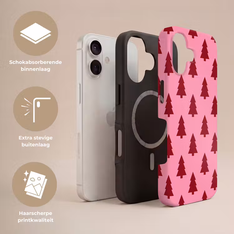 Telefoonhoesje Toughcase - Kerstboom - Rood - Roze — 3