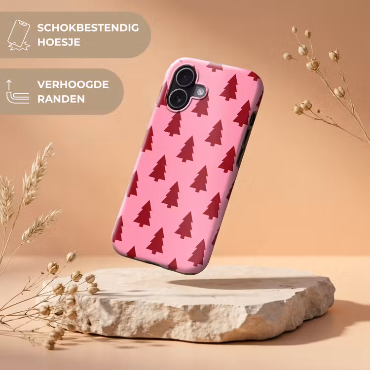 Telefoonhoesje Toughcase - Kerstboom - Rood - Roze — 5