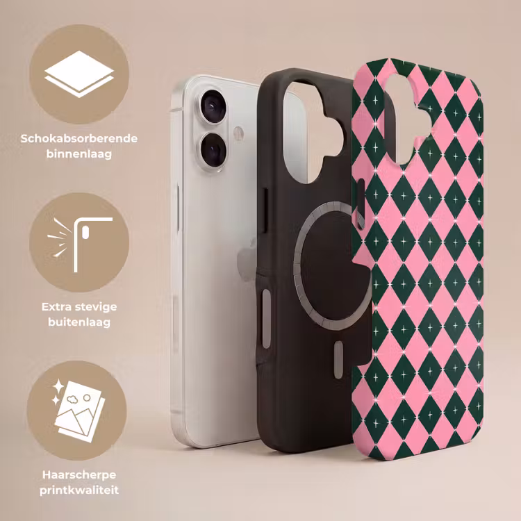 Telefoonhoesje Toughcase - Kerst - Roze - Groen - Ster — 3