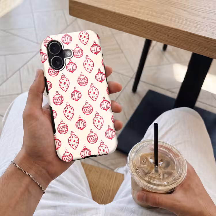 Telefoonhoesje Toughcase - Kerstbal - Crème - Rood — 4