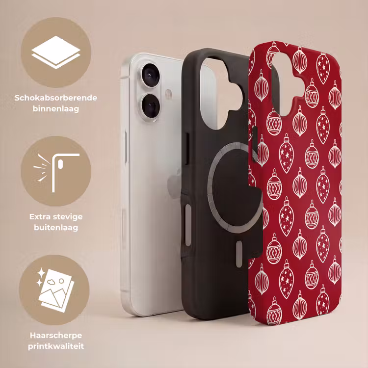 Telefoonhoesje Toughcase - Kerstbal - Rood - Crème — 3