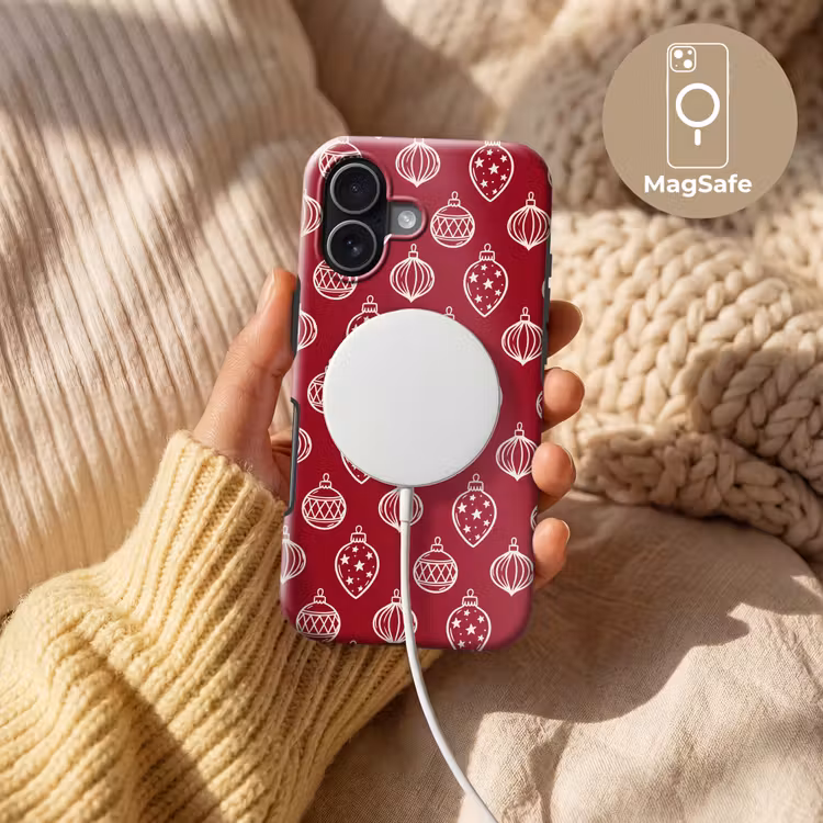 Telefoonhoesje Toughcase - Kerstbal - Rood - Crème — 8