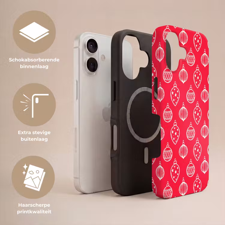 Telefoonhoesje Toughcase - Kerstbal - Rood - Wit — 3