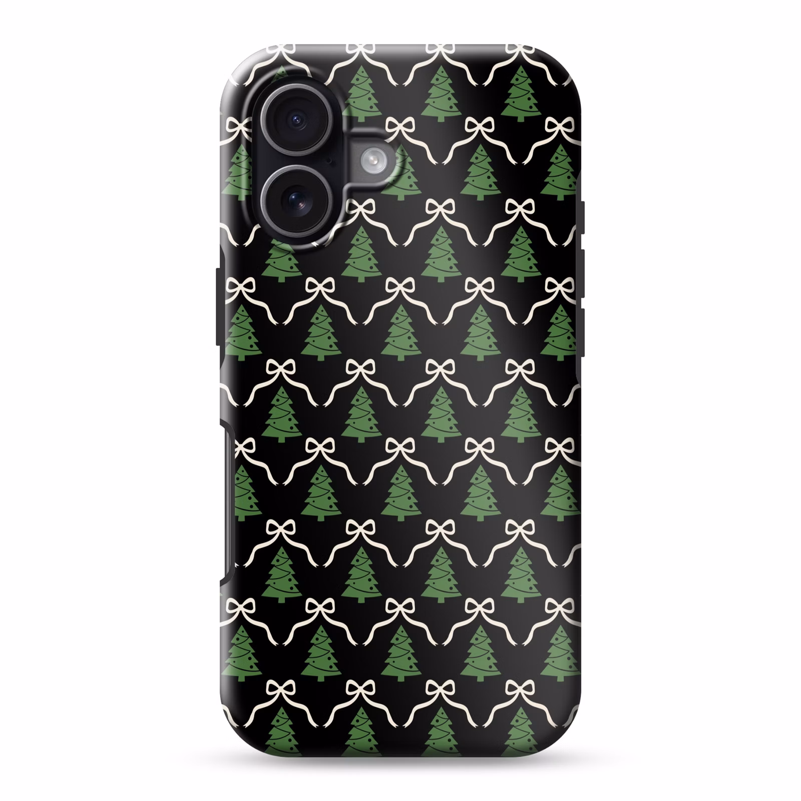 Telefoonhoesje Toughcase - Kerst - Zwart - Wit - Strik — 1