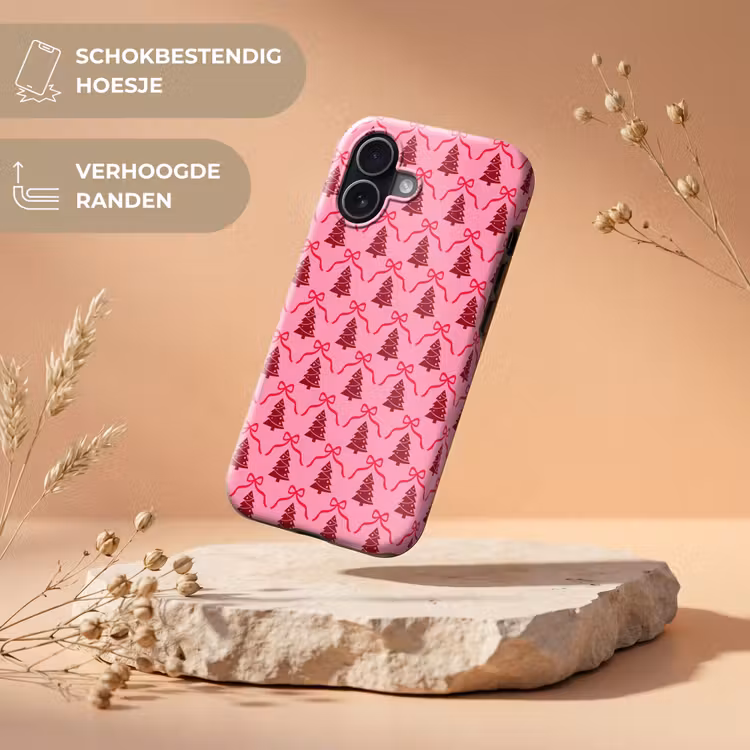 Telefoonhoesje Toughcase - Kerst - Rood - Roze - Strik — 5