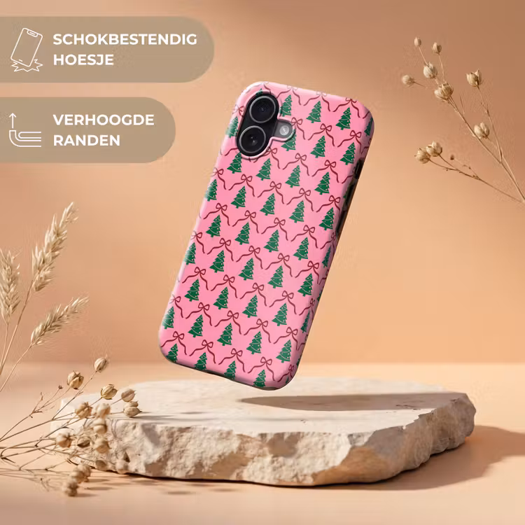 Telefoonhoesje Toughcase - Kerst - Roze - Rood - Strik — 5