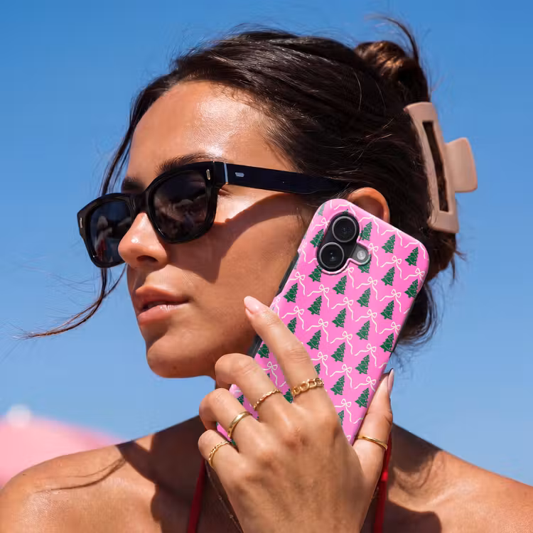 Telefoonhoesje Toughcase - Kerst - Roze - Wit - Strik — 6