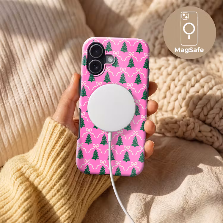 Telefoonhoesje Toughcase - Kerst - Roze - Wit - Strik — 8
