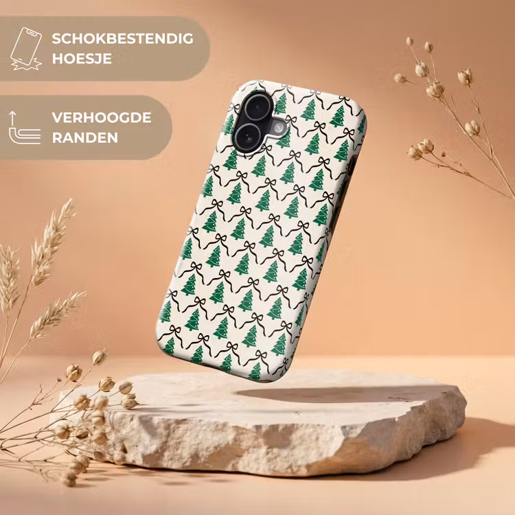 Telefoonhoesje Toughcase - Kerst - Wit - Zwart - Strik — 5