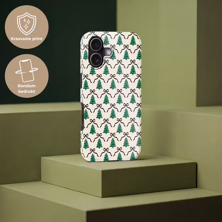 Telefoonhoesje Toughcase - Kerst - Wit - Zwart - Strik — 7