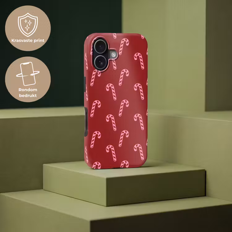 Telefoonhoesje Toughcase - Kerst - Burgundy - Roze - Zuurstok — 7