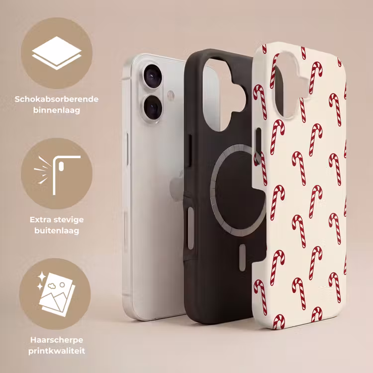 Telefoonhoesje Toughcase - Kerst - Rood - Crème - Zuurstok — 3