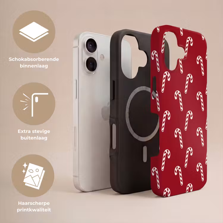 Telefoonhoesje Toughcase - Kerst - Rood - Wit - Zuurstok — 3