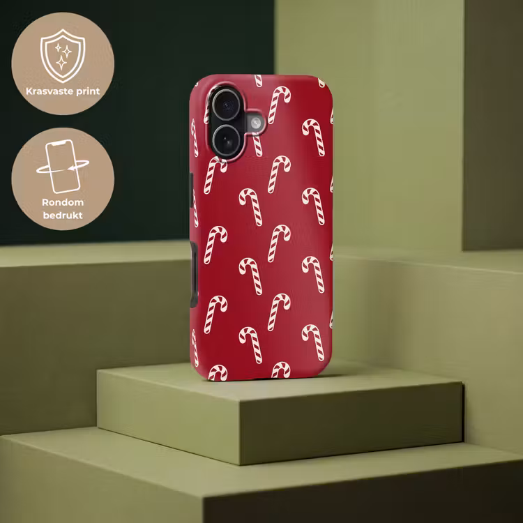 Telefoonhoesje Toughcase - Kerst - Rood - Wit - Zuurstok — 7