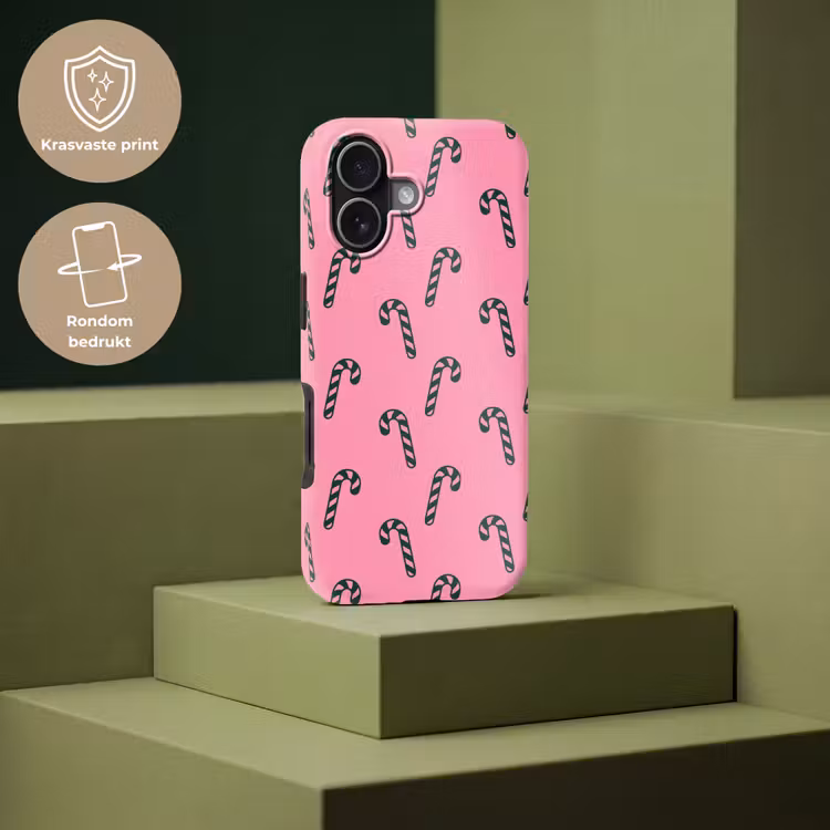 Telefoonhoesje Toughcase - Kerst - Roze - Groen - Zuurstok — 7