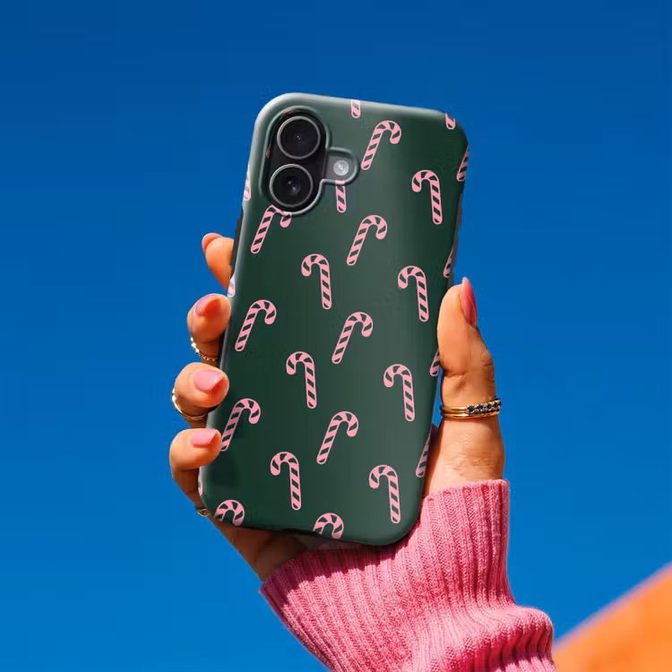 Telefoonhoesje Toughcase - Kerst - Roze - Groen - Zuurstok — 2