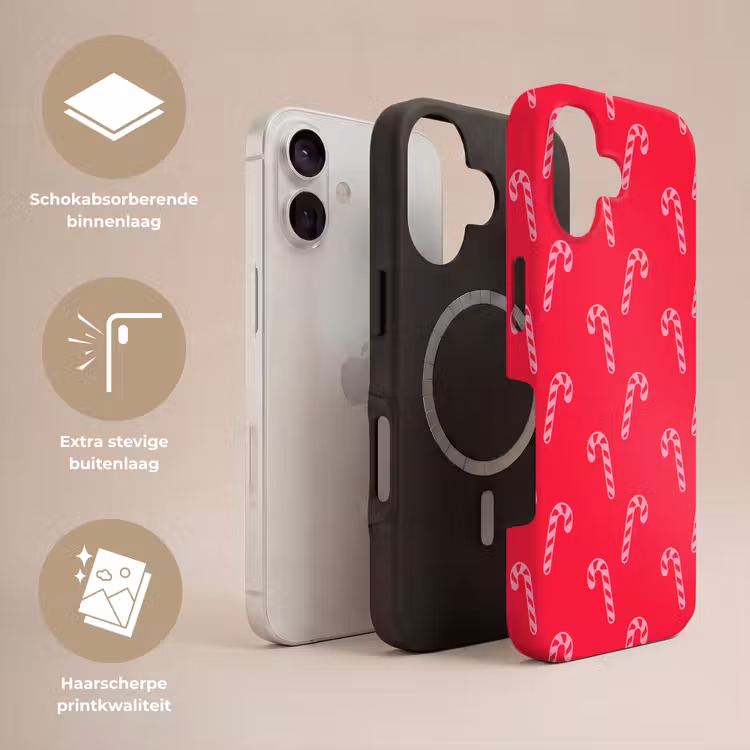 Telefoonhoesje Toughcase - Kerst - Roze - Rood - Zuurstok — 3