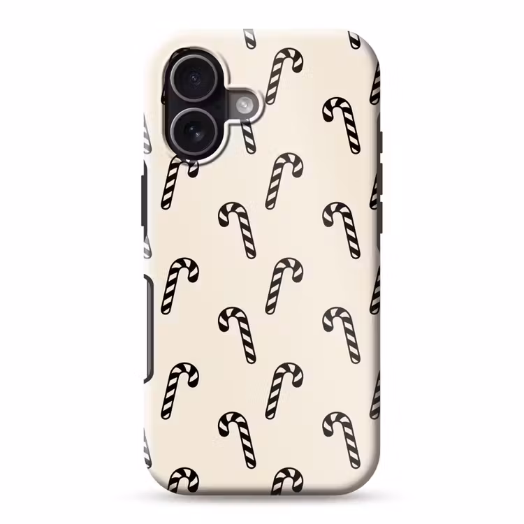 Telefoonhoesje Toughcase - Kerst - Zwart - Crème - Zuurstok — 1