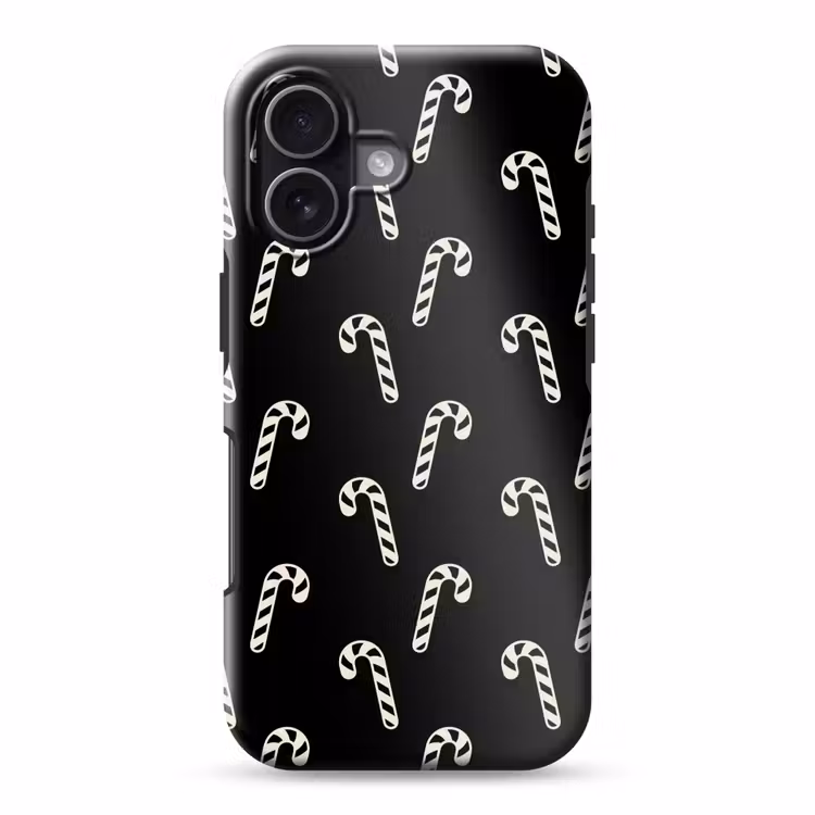 Telefoonhoesje Toughcase - Kerst - Zwart - Wit - Zuurstok — 1