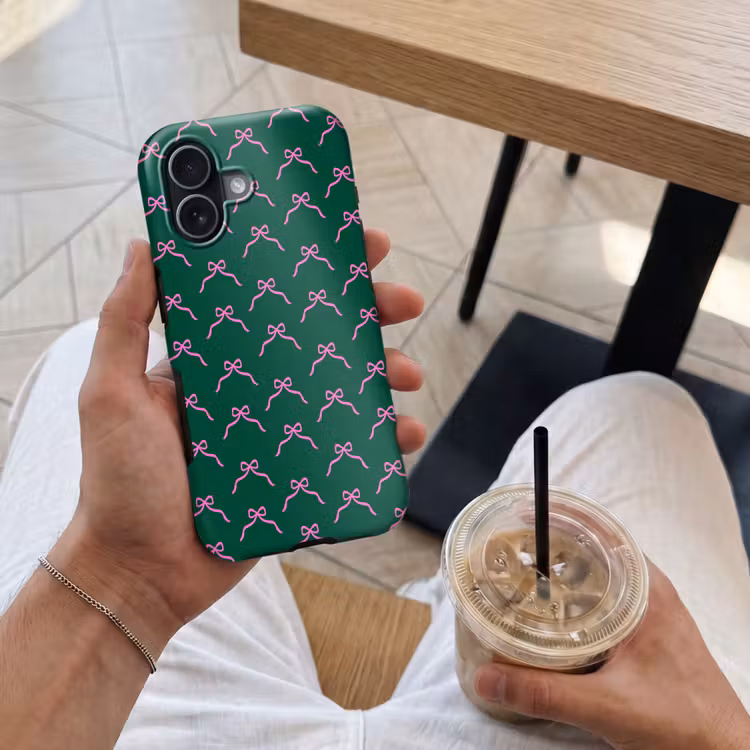 Telefoonhoesje Toughcase - Kerst - Neon - Groen - Strik — 4