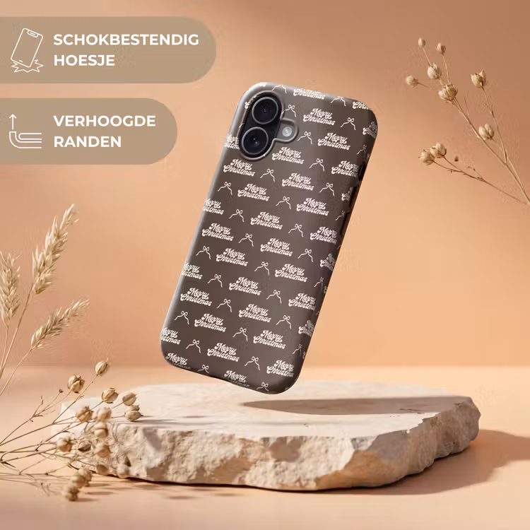 Telefoonhoesje Toughcase - Tekst - Crème - Bruin - Strik — 5