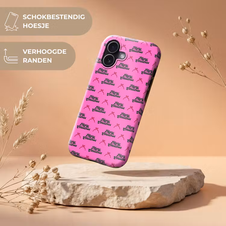 Telefoonhoesje Toughcase - Tekst - Neon - Roze - Kerst — 5