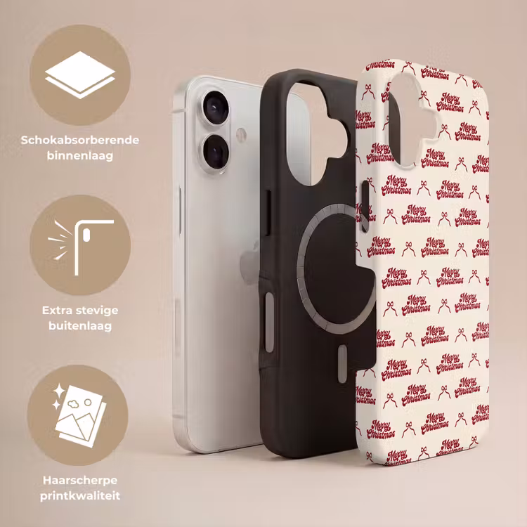 Telefoonhoesje Toughcase - Tekst - Rood - Crème - Strik — 3