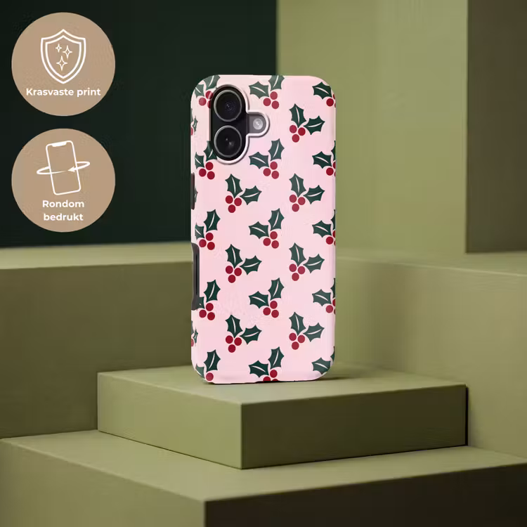 Telefoonhoesje Toughcase - Kerst - Hulst - Groen - Roze — 7