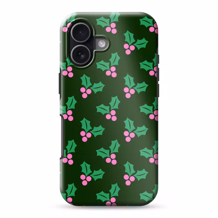 Telefoonhoesje Toughcase - Hulst - Groen - Roze - Kerst — 1