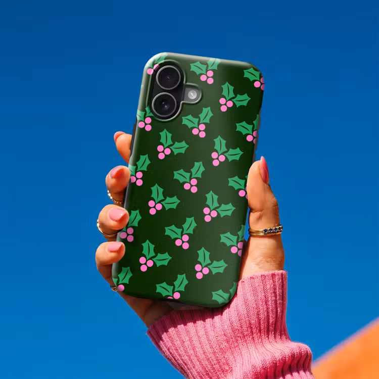 Telefoonhoesje Toughcase - Hulst - Groen - Roze - Kerst — 2
