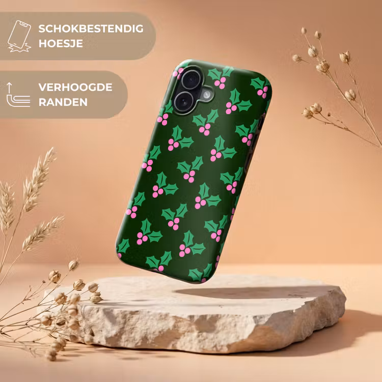 Telefoonhoesje Toughcase - Hulst - Groen - Roze - Kerst — 5