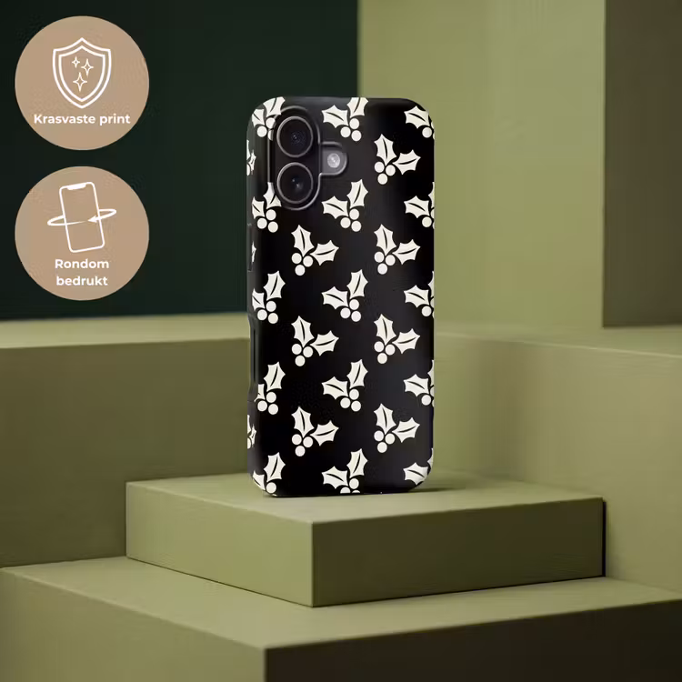 Telefoonhoesje Toughcase - Kerst - Zwart - Wit - Hulst — 7