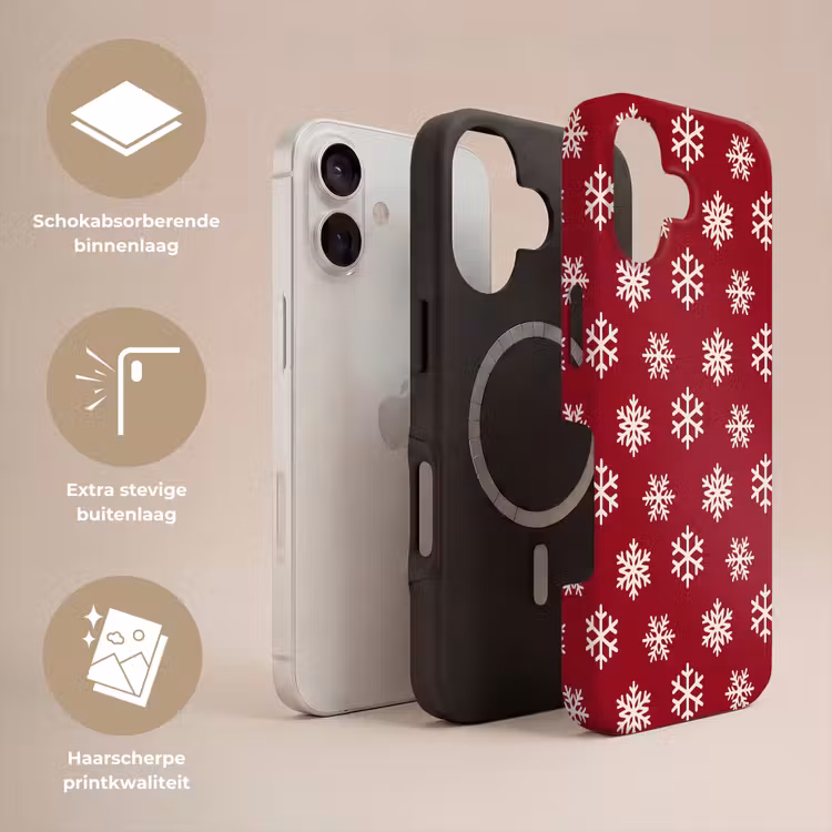 Telefoonhoesje Toughcase - Sneeuwvlok - Rood - Wit - Kerst — 3