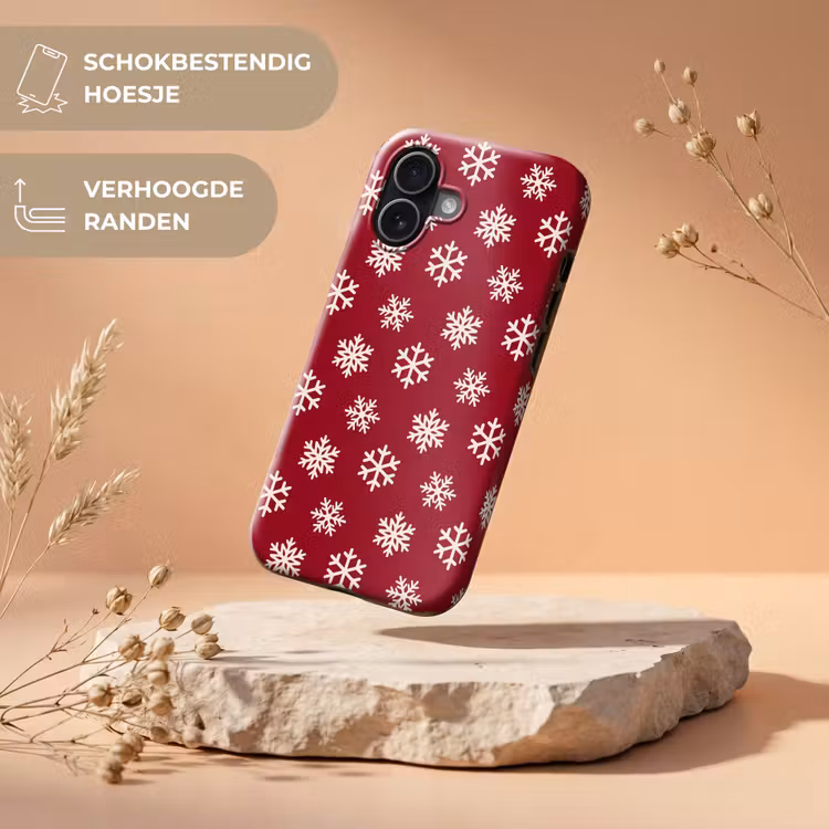 Telefoonhoesje Toughcase - Sneeuwvlok - Rood - Wit - Kerst — 5