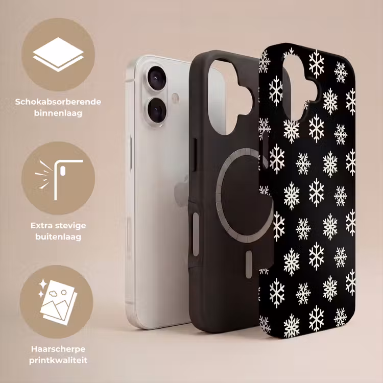 Telefoonhoesje Toughcase - Sneeuwvlok - Zwart - Wit - Kerst — 3