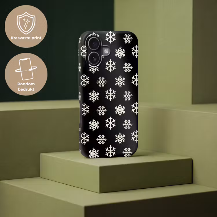 Telefoonhoesje Toughcase - Sneeuwvlok - Zwart - Wit - Kerst — 7