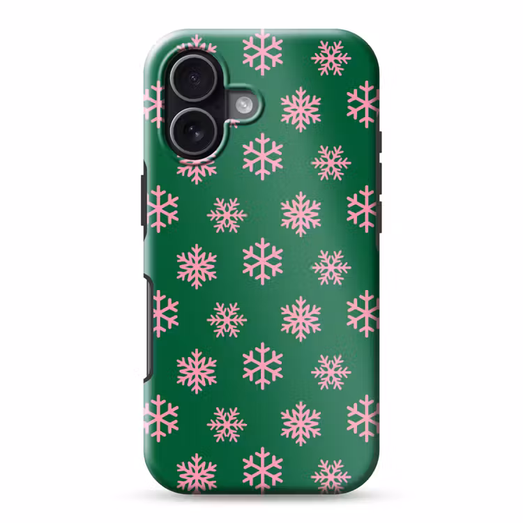 Telefoonhoesje Toughcase - Sneeuwvlok - Groen - Roze - Kerst — 1