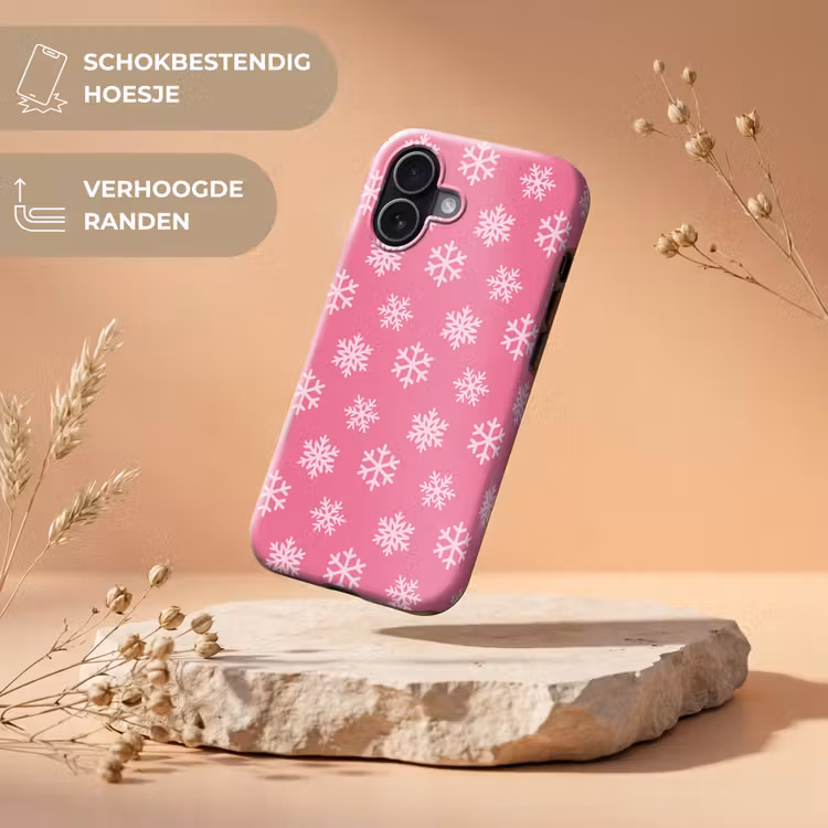Telefoonhoesje Toughcase - Sneeuwvlok - Kerst - Roze — 5