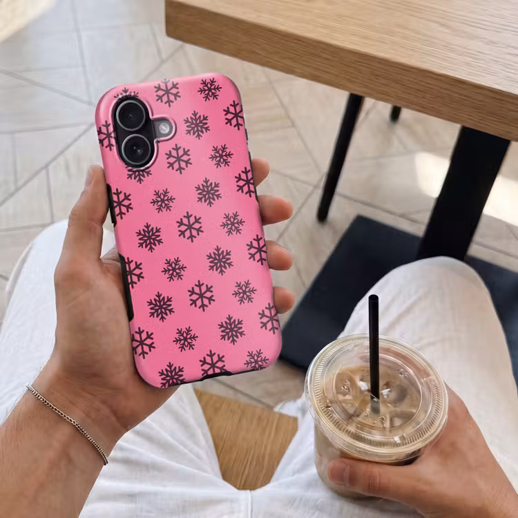 Telefoonhoesje Toughcase - Sneeuwvlok - Paars - Roze - Kerst — 4