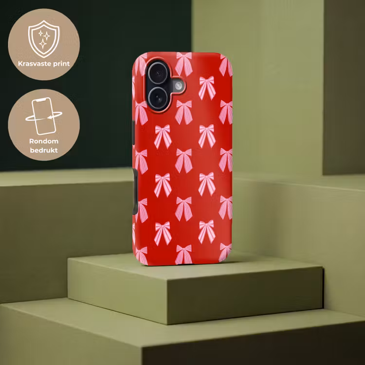 Telefoonhoesje Toughcase - Strikken - Kerst - Rood - Roze — 7