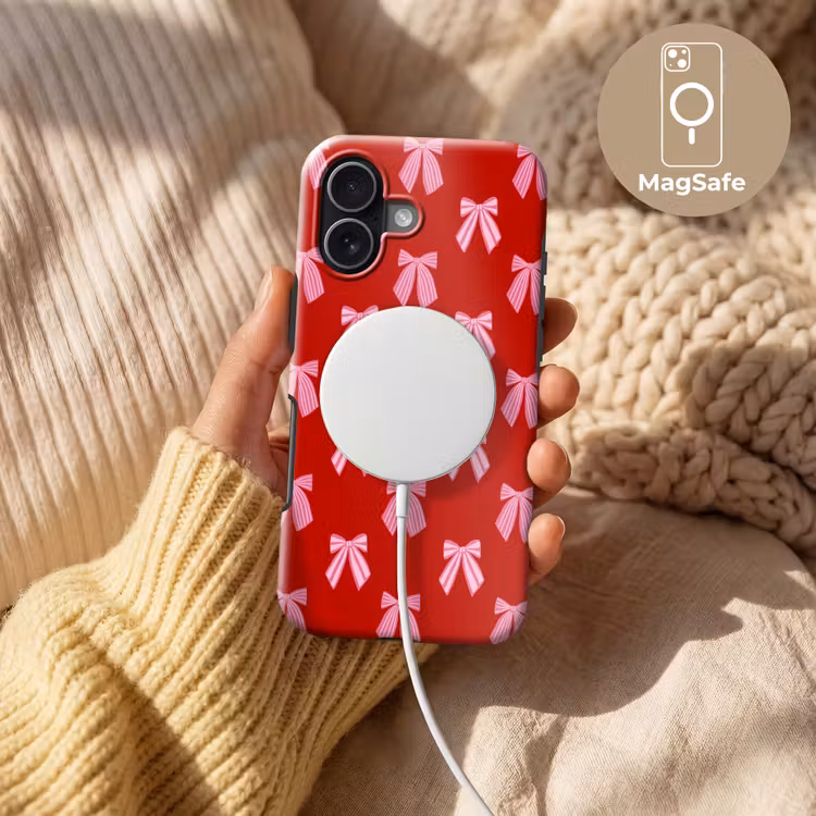 Telefoonhoesje Toughcase - Strikken - Kerst - Rood - Roze — 8