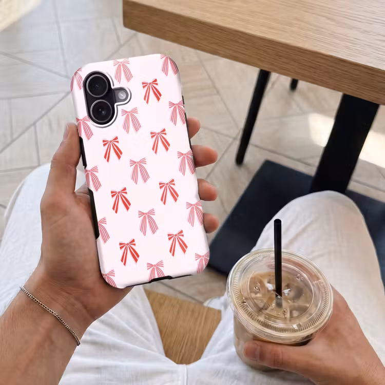 Telefoonhoesje Toughcase - Strikken - Kerst - Roze - Rood — 4