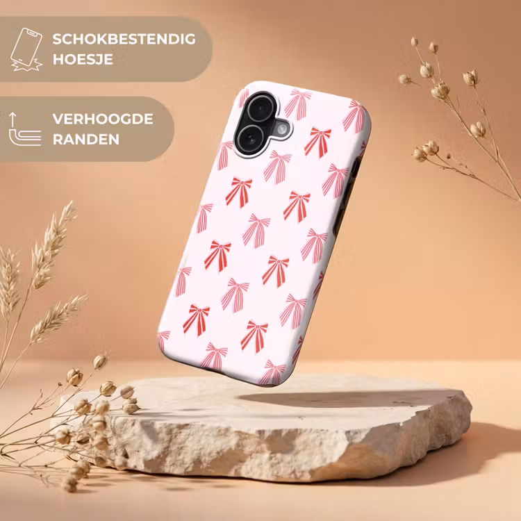 Telefoonhoesje Toughcase - Strikken - Kerst - Roze - Rood — 5