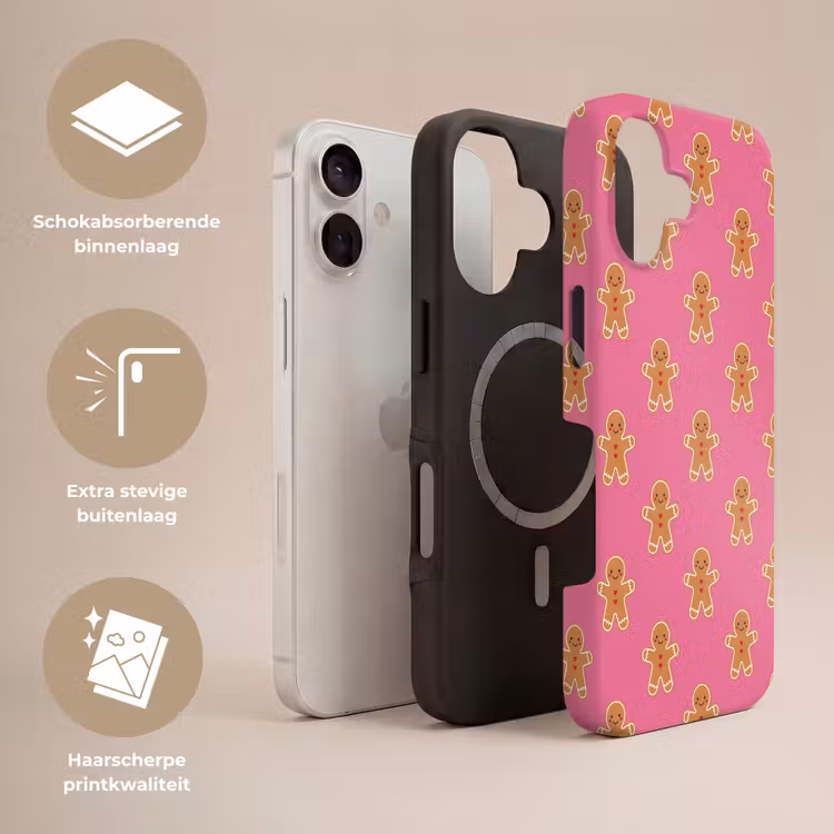 Telefoonhoesje Toughcase - Peperkoek - Kerst - Roze - Bruin — 3