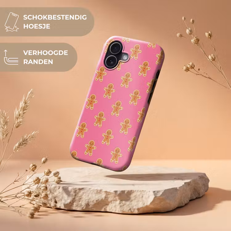Telefoonhoesje Toughcase - Peperkoek - Kerst - Roze - Bruin — 5