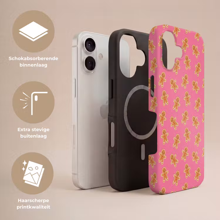 Telefoonhoesje Toughcase - Peperkoek - Roze - Bruin - Kerst — 3