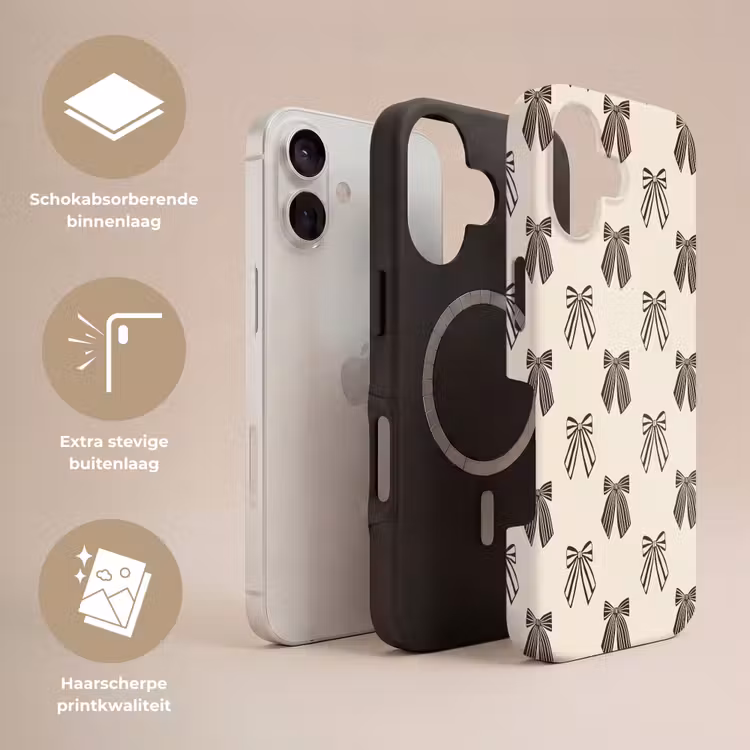 Telefoonhoesje Toughcase - Strikken - Kerst -  Crème - Zwart — 3