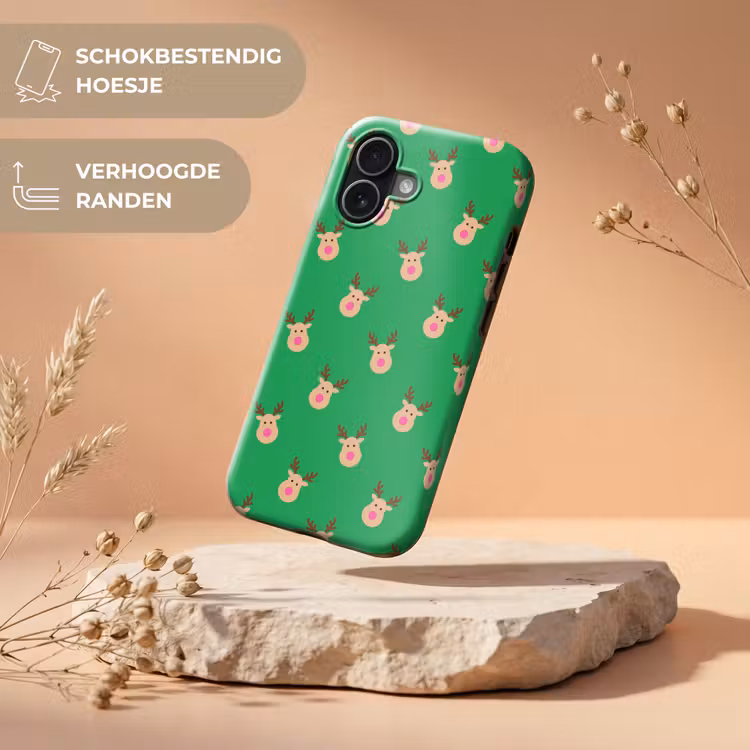 Telefoonhoesje Toughcase - Rendieren - Kerst - Neon - Groen — 5