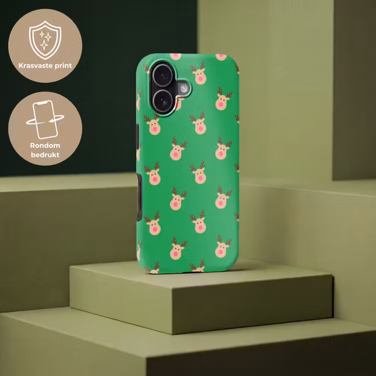 Telefoonhoesje Toughcase - Rendieren - Kerst - Neon - Groen — 7